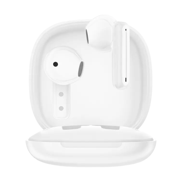 Cargador TWS Earbuds blancos - apertura con auriculares de muestra