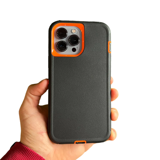 Funda Shield Compact en color negro con naranja reforzada - vista trasera