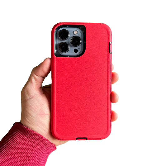 Funda antishock roja puesta en iPhone - Diseño robusto