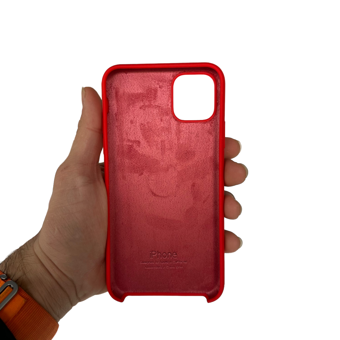 Piel de durazno de la carcasa de silicona roja para iPhone 11