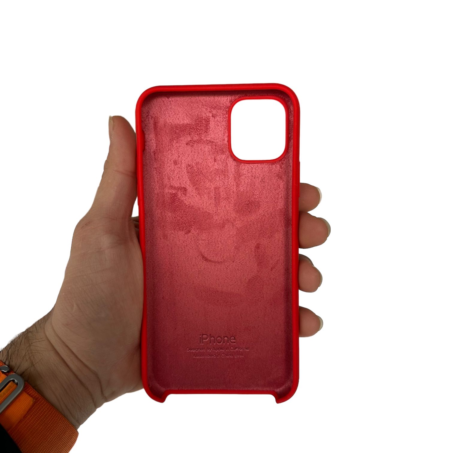 Piel de durazno de la carcasa de silicona roja para iPhone 11