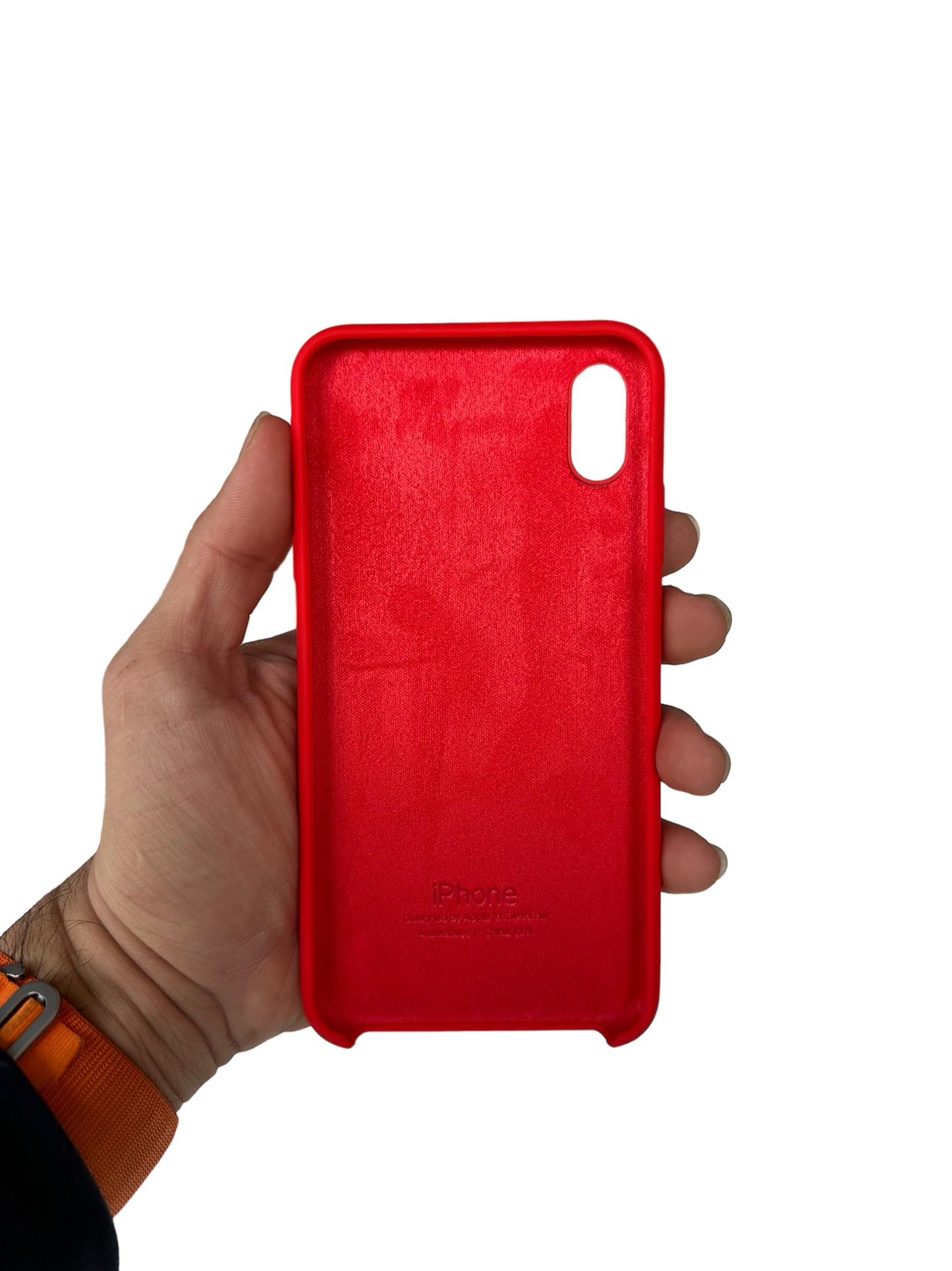 Parte interior de terciopelo de la carcasa de silicona para iPhone XS MAX