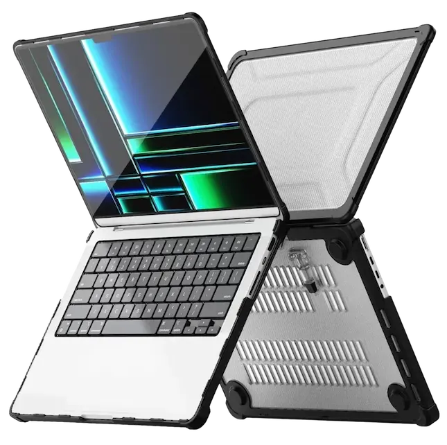 Funda resistente para Macbook Negra - foto principal con angulo frontal y trasero