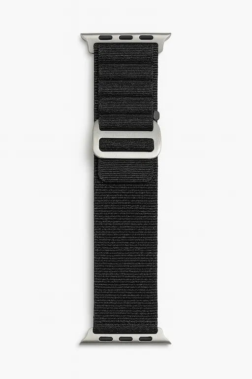 Correa negra alpine loop - resalte de detalles y materiales resistentes