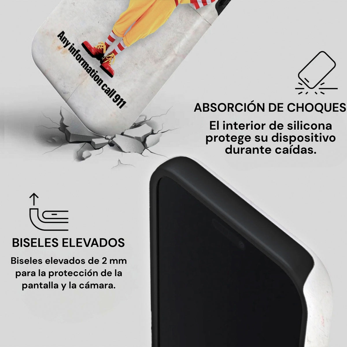Carcasa Missing Clown Two Protect para iPhone con absorción de impactos, biseles elevados y protección para caídas.