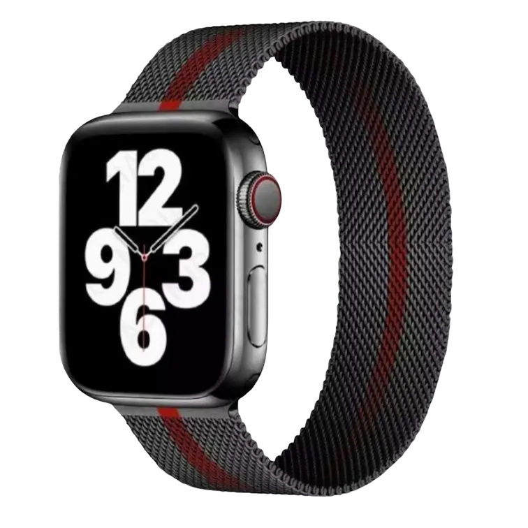Correa bicolor con franja en el medio color roja - modelo milanese loop
