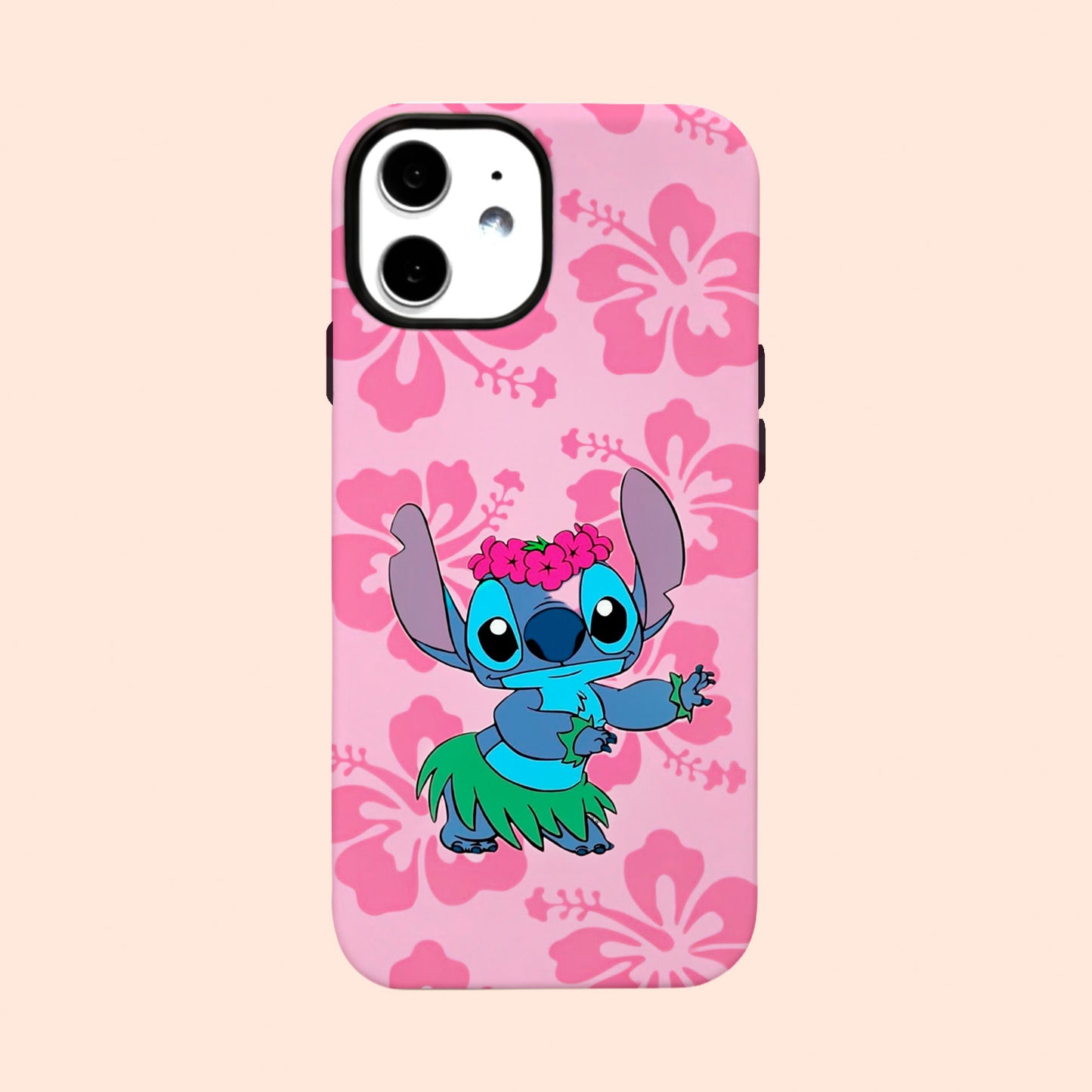 Carcasa Aloha Stitch con corona de flores y falda hula para iPhone