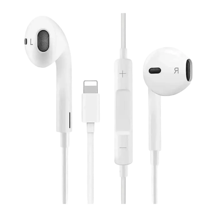 Auriculares lightning para iPhone - color blanco con micrófono integrado - control de volumen