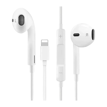 Auriculares lightning para iPhone - color blanco con micrófono integrado - control de volumen
