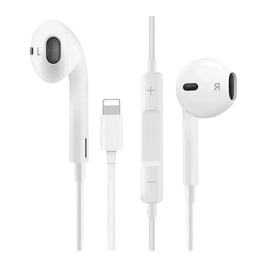 Auriculares lightning para iPhone - color blanco con micrófono integrado - control de volumen