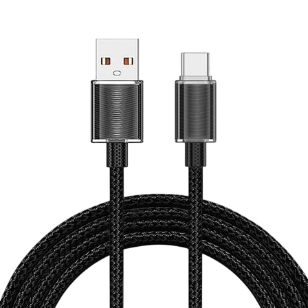 Cable certificado en color negro para carga USB - C - diseño trenzado y de 6A