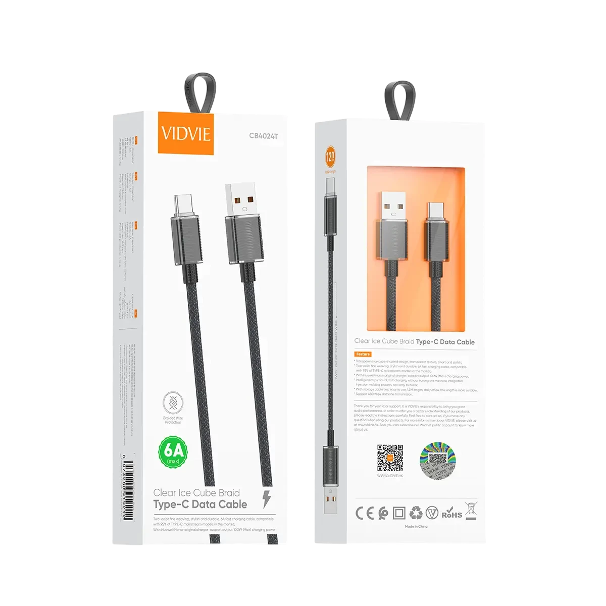 Empaque del cable certificado trenzado para iPhone USB - C