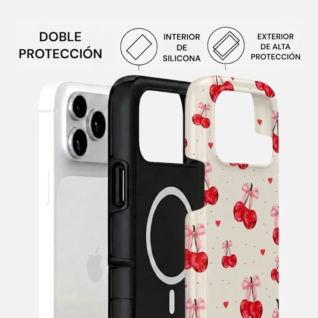 Carcasa Two Protect para iPhone - Cherry Kiss