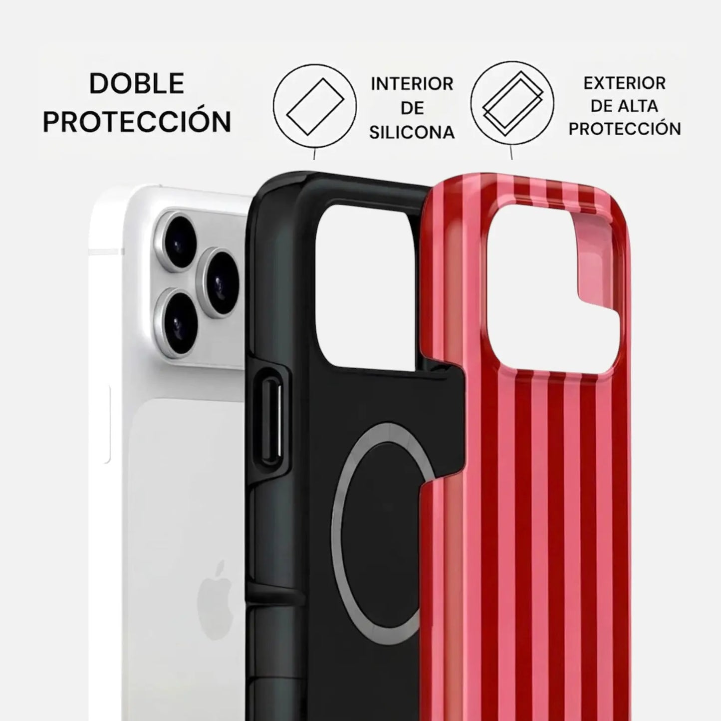 Carcasa Two Protect para iPhone - Cherry Stripe