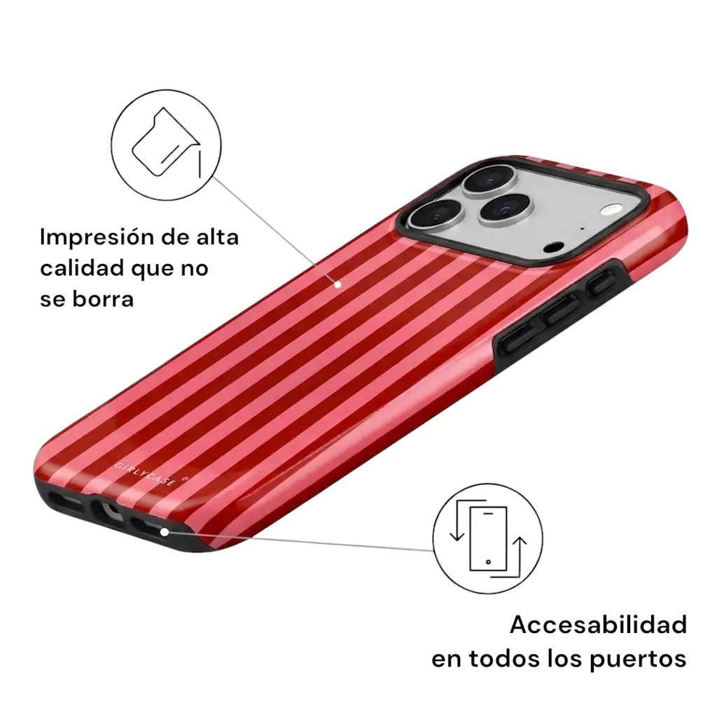 Carcasa Two Protect para iPhone - Cherry Stripe