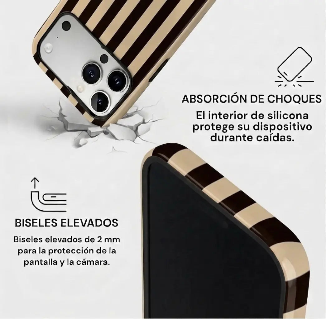 Carcasa Two Protect para iPhone - Latte Stripe