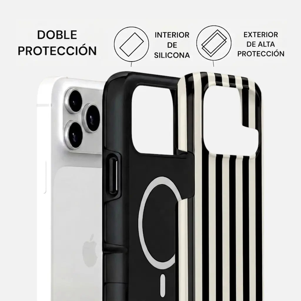 Carcasa Two Protect para iPhone - Monochrome Stripe