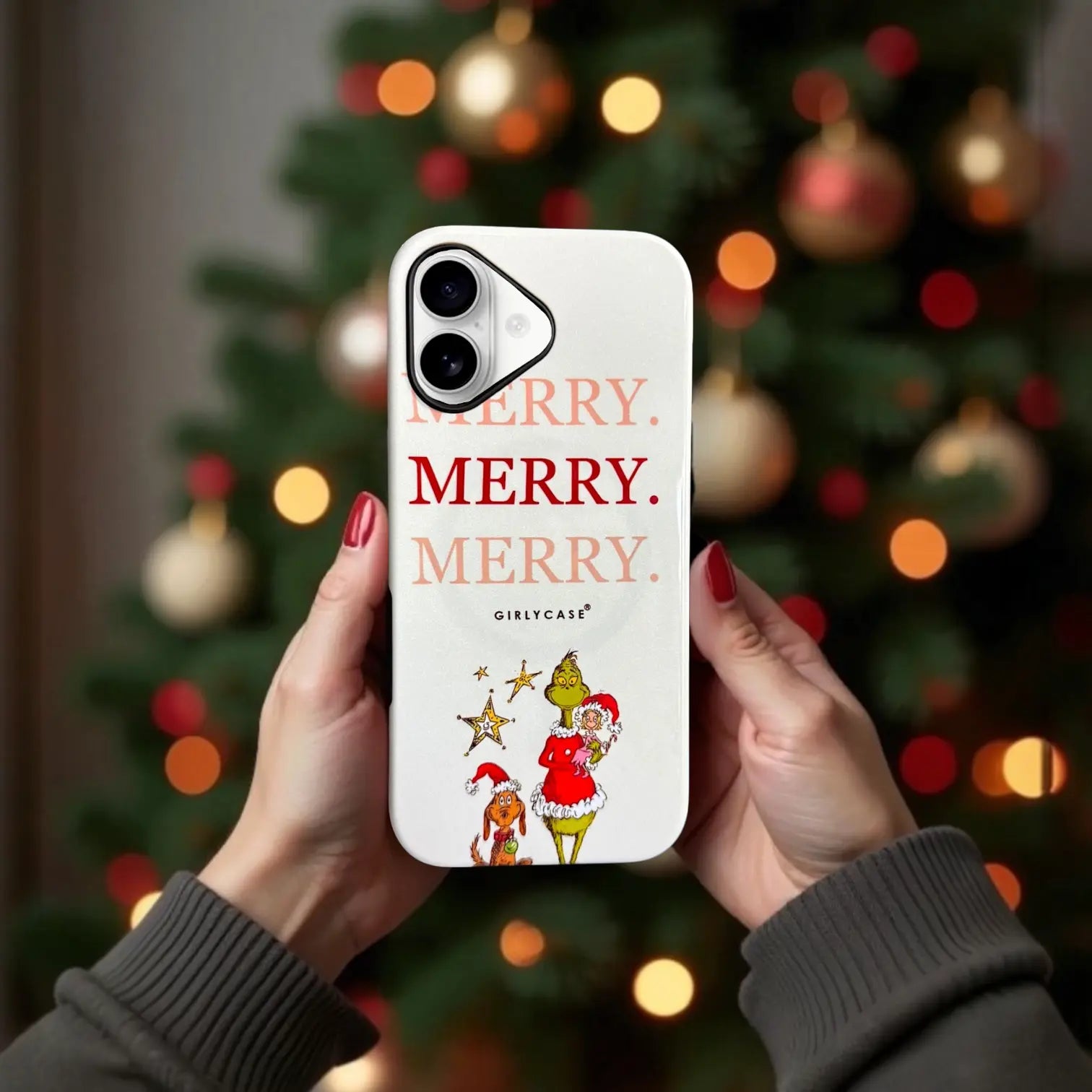Funda navideña de el grinchpara iPhone 17