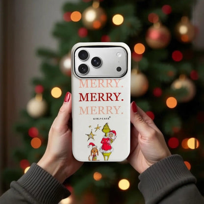 Funda protectora dos en 1 para iPhone 17 Pro Max con diseño del Grinch