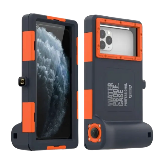 Imagen frontal y trasera de la case submariner color naranja con negro