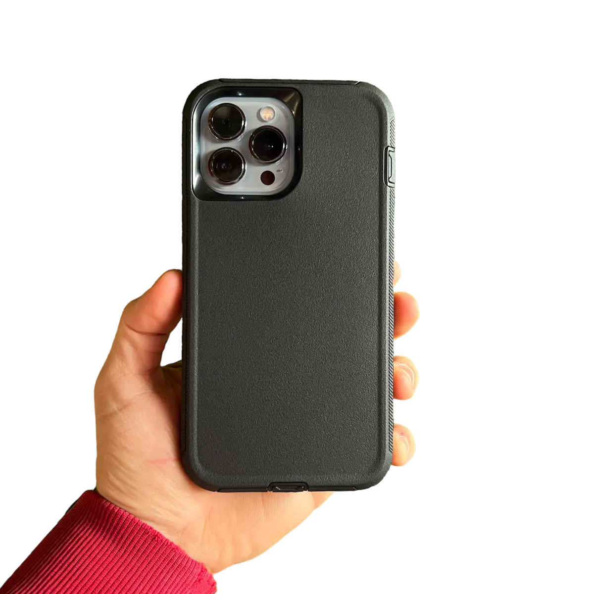 Funda antishock en vista trasera con calce robusto para iPhone