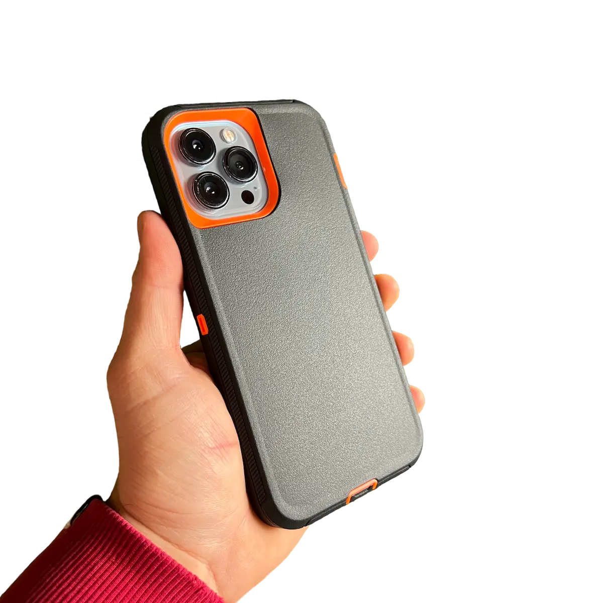 Bordes elevados para cámaras de la funda antishock negra con naranja