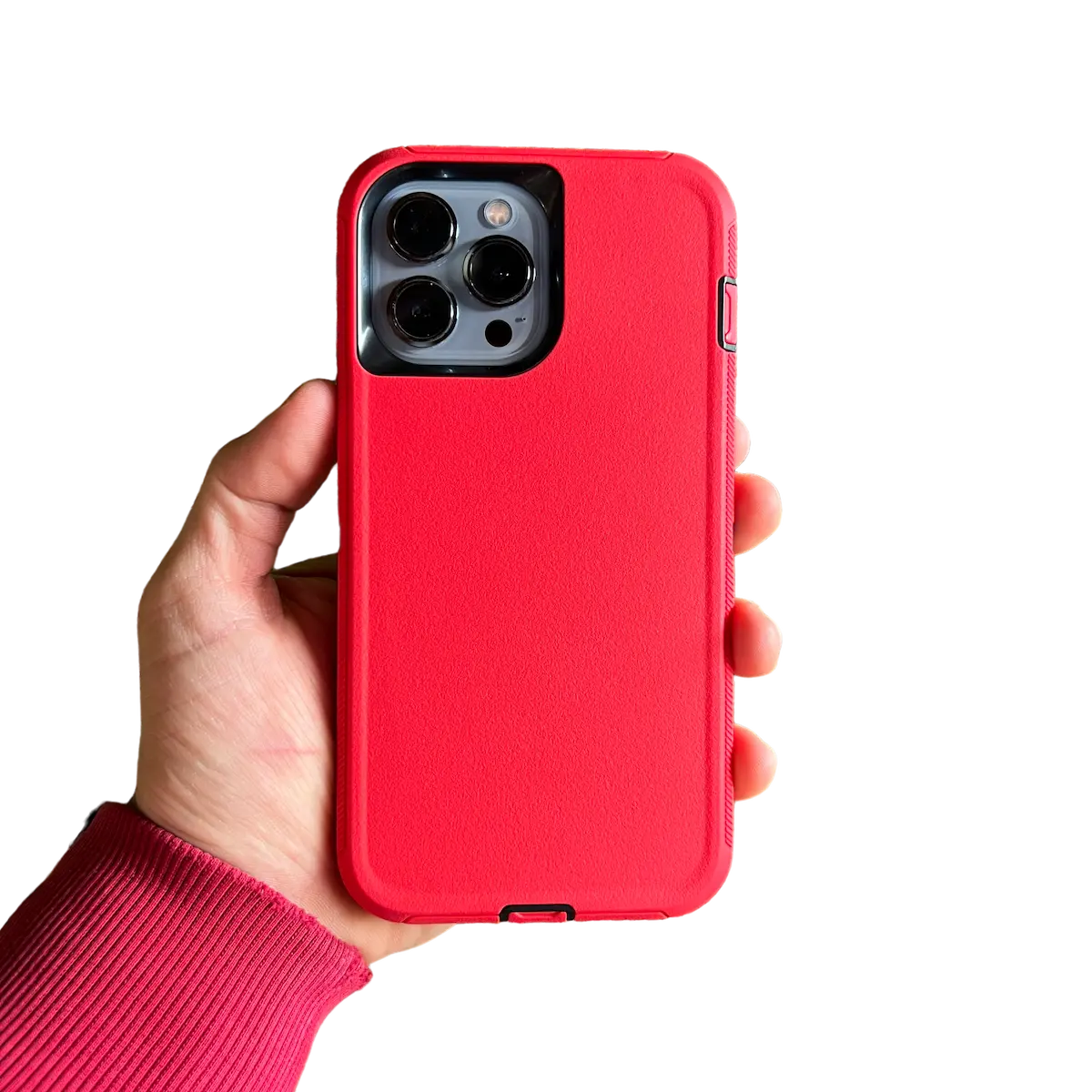 Funda antishock roja puesta en iPhone - Diseño robusto