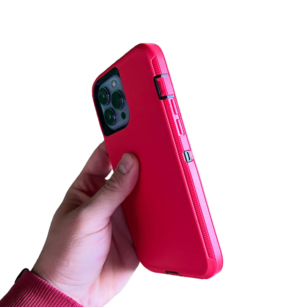 Bordes robustos reforzados de la funda Shield Compact en color rojo