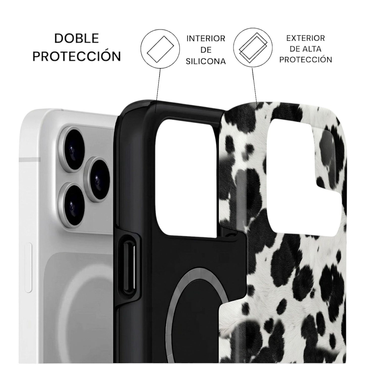 Carcasa Two Protect para iPhone - Cow Milk