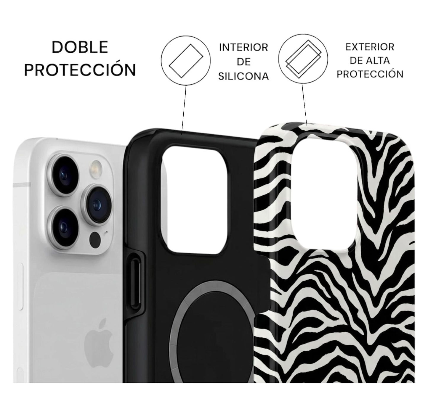 Carcasa Two Protect para iPhone - Wild Zebra