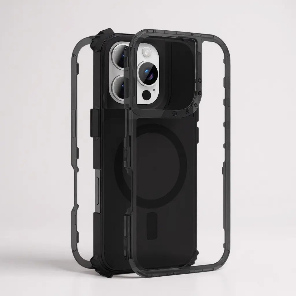 Funda de 3 capas 360 para iPhone con MagSafe en color negro