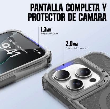 Grosor suficiente para proteger la cámara y pantalla en superficies lisas