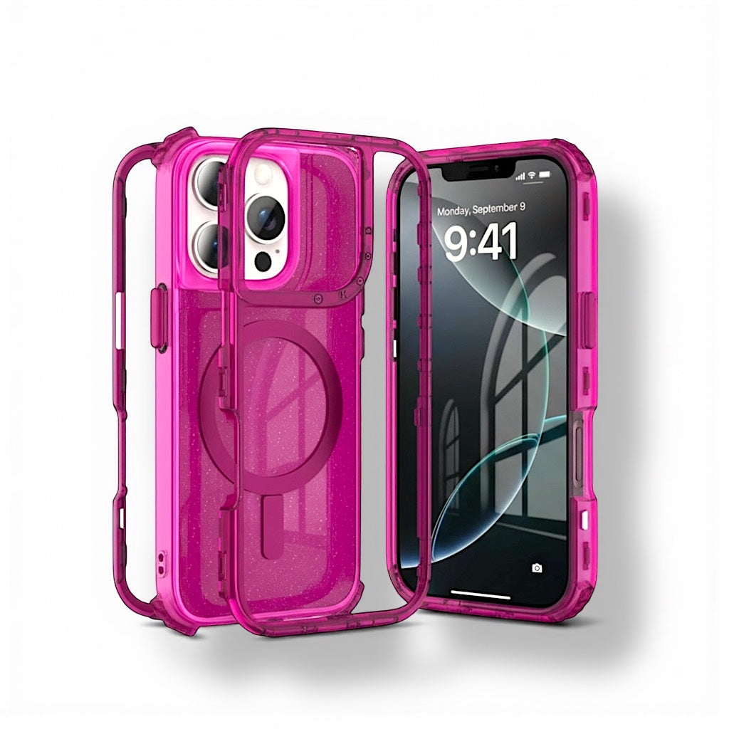 Funda Fucsia traslúcida triple protección iPhone MagSafe