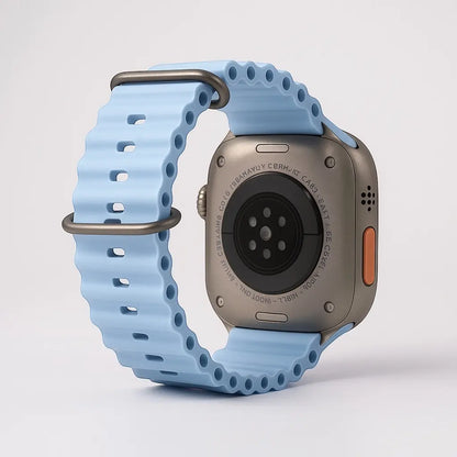 Correa ocean azul claro en vista trasera - puesta en apple watch