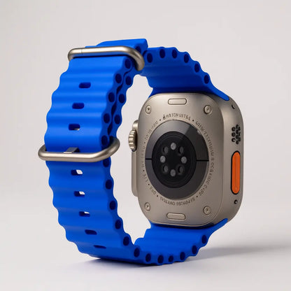 Correa Ocean Silicon para reloj - vista trasera puesta en un apple watch