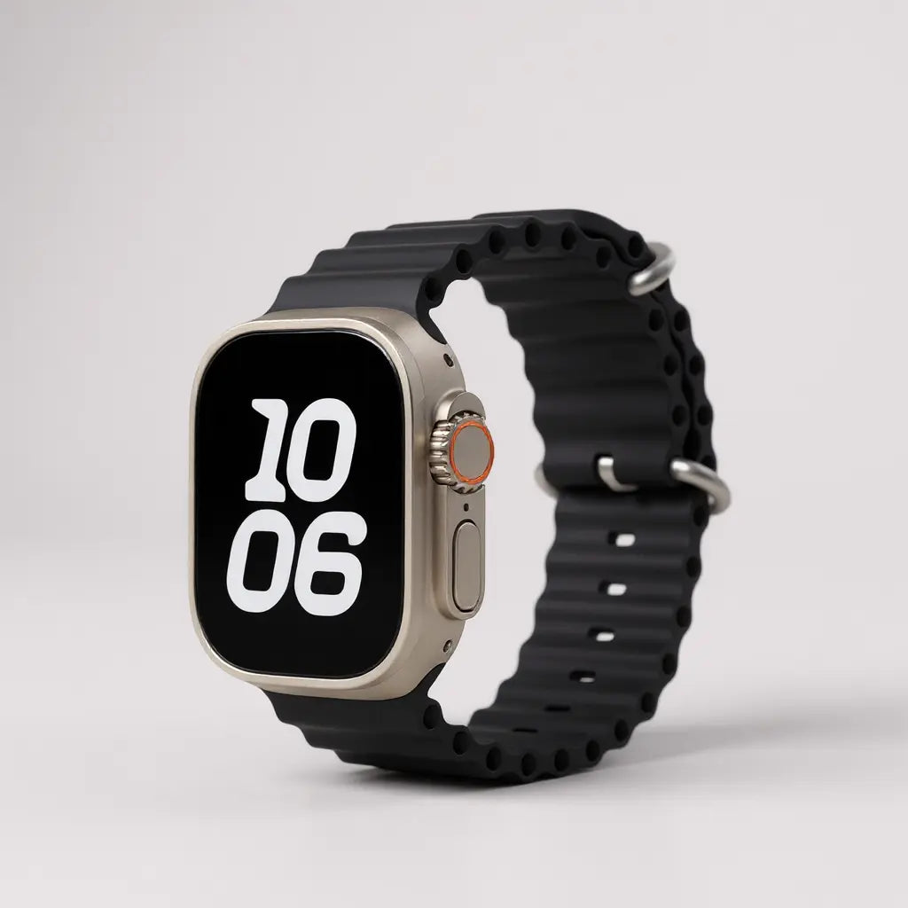 Correa negra de silicona para reloj en diseño deportivo
