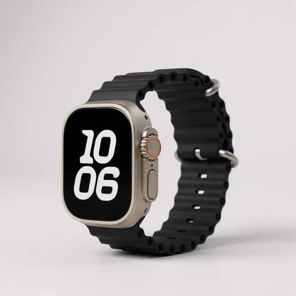 Correa negra de silicona para reloj en diseño deportivo