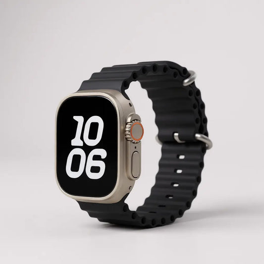 Correa negra de silicona para reloj en diseño deportivo
