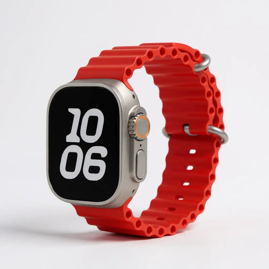 Correa roja de silicona premium para apple watch
