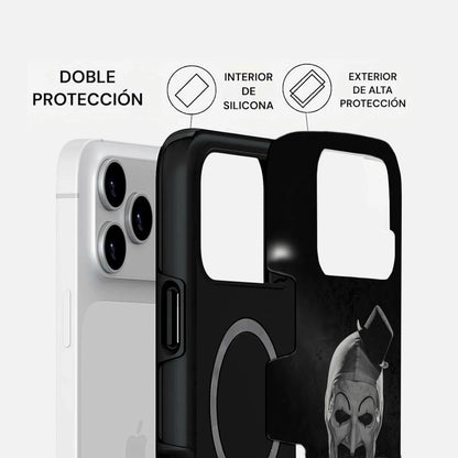 Vista de la carcasa TERRIFIER para iPhone con estructura Two Protect de doble capa.