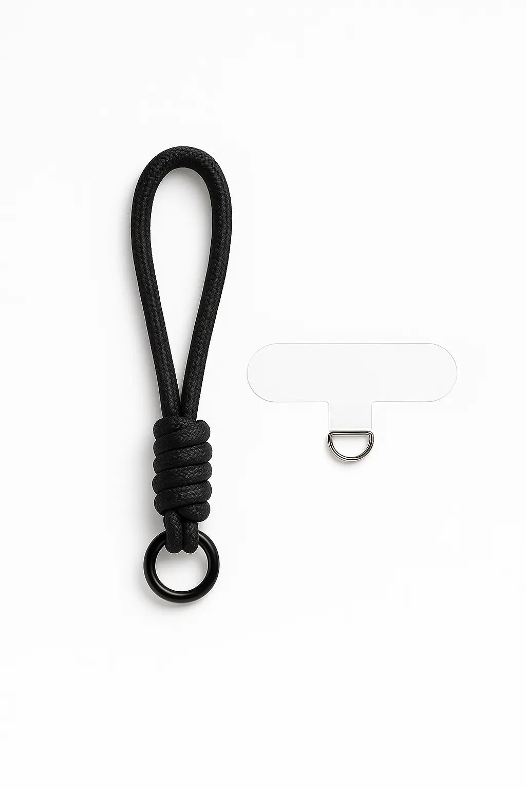 Cordón de mano tejido para iPhone en color negro - uso fácil