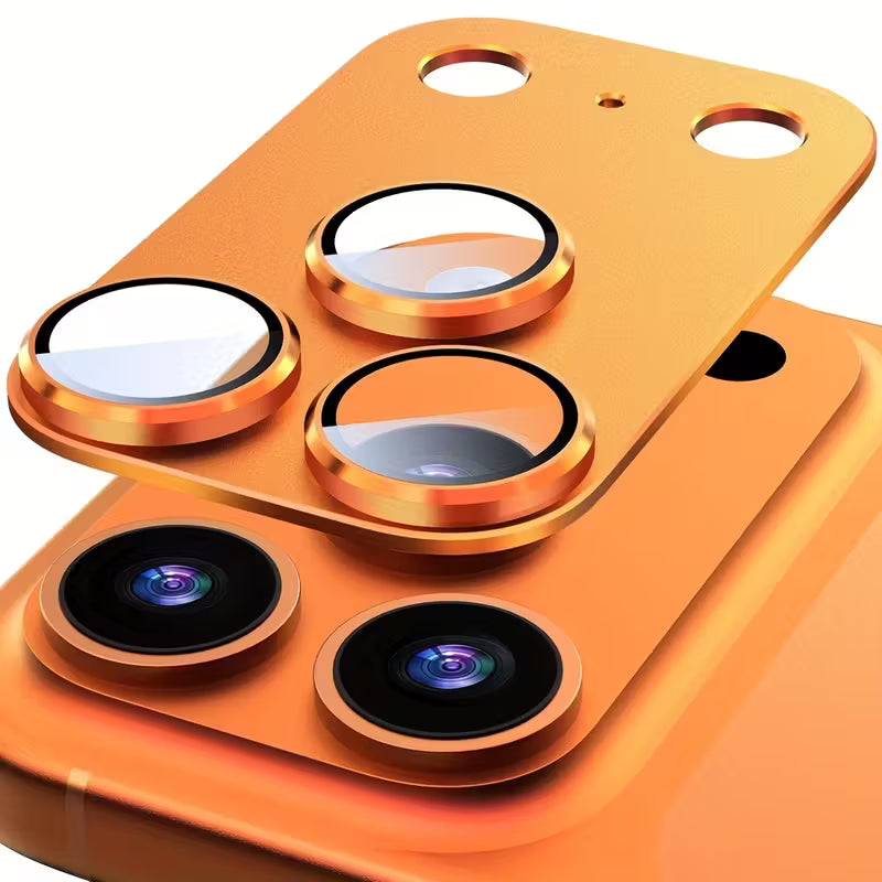 Protector modular de cámara trasera para iPhone 17 Pro Max en color naranja