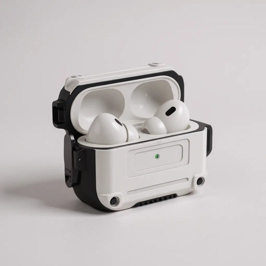 protector para AirPods de alta resistencia en color negro con blanco