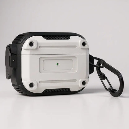Vista frontal de la caja resistente para AirPods
