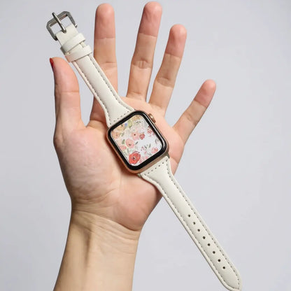 Uso de la pulsera de cuero sintético en dispositivo - apariencia elegante con el color beige