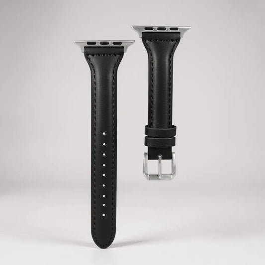 Diseño premium para toda ocasión - vista frontal de la pulsera leather negra
