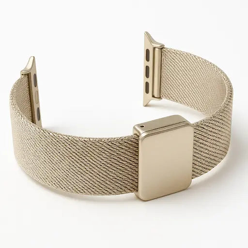 Pulsera Prestige en color champagne - vista acostada mostrando detalles del cierre
