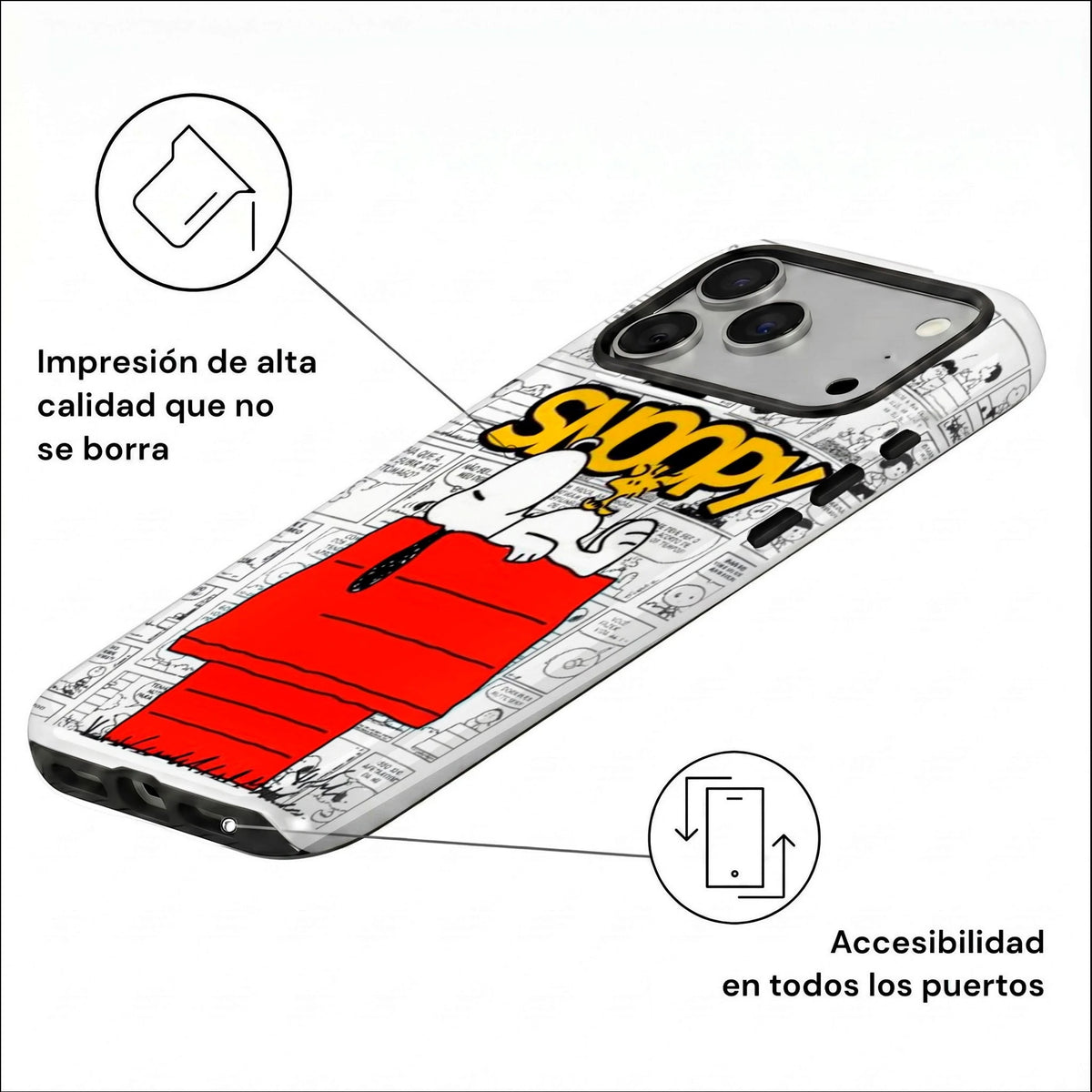 Carcasa Two Protect para iPhone - Snoopy Historieta