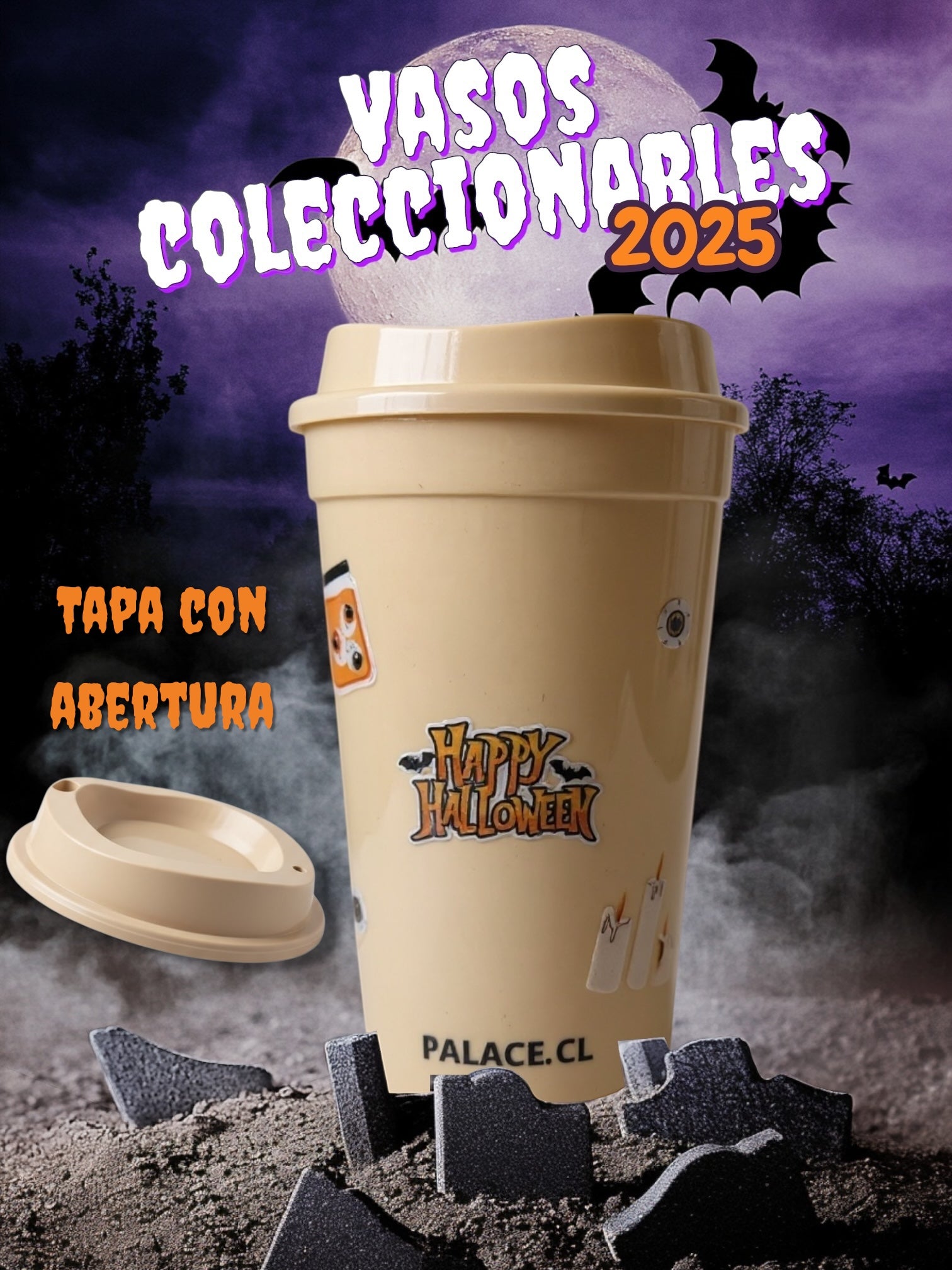 Colección de hallowen 2025 - vaso de 550ml en color beige