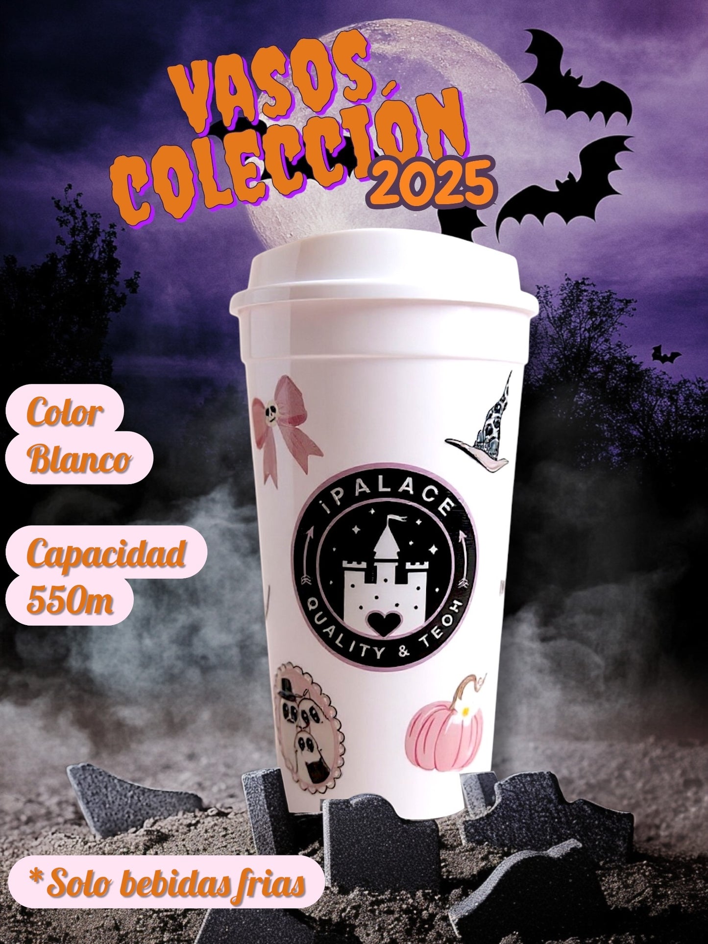 Colección 2025 de Halloween - Vaso blanco en vista frontal
